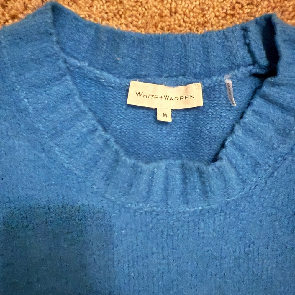 White + Warren Vibrant Nubby Blue Pullover